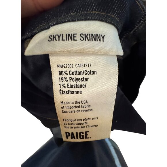 Paige Skyline Skinny Mid-Rise Jeans Womens Size 32 Dark Wash Blue Cotton Blend - Picture 5 of 5